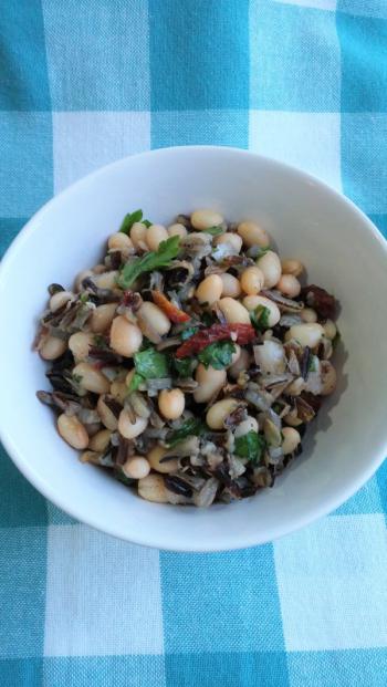 Navy bean and black rice salad